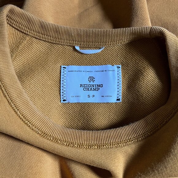 Reigning Champ Pima Cotton Crewneck Sweatshirt - Men's Size S - Mustard Yellow - Picture 4 of 8